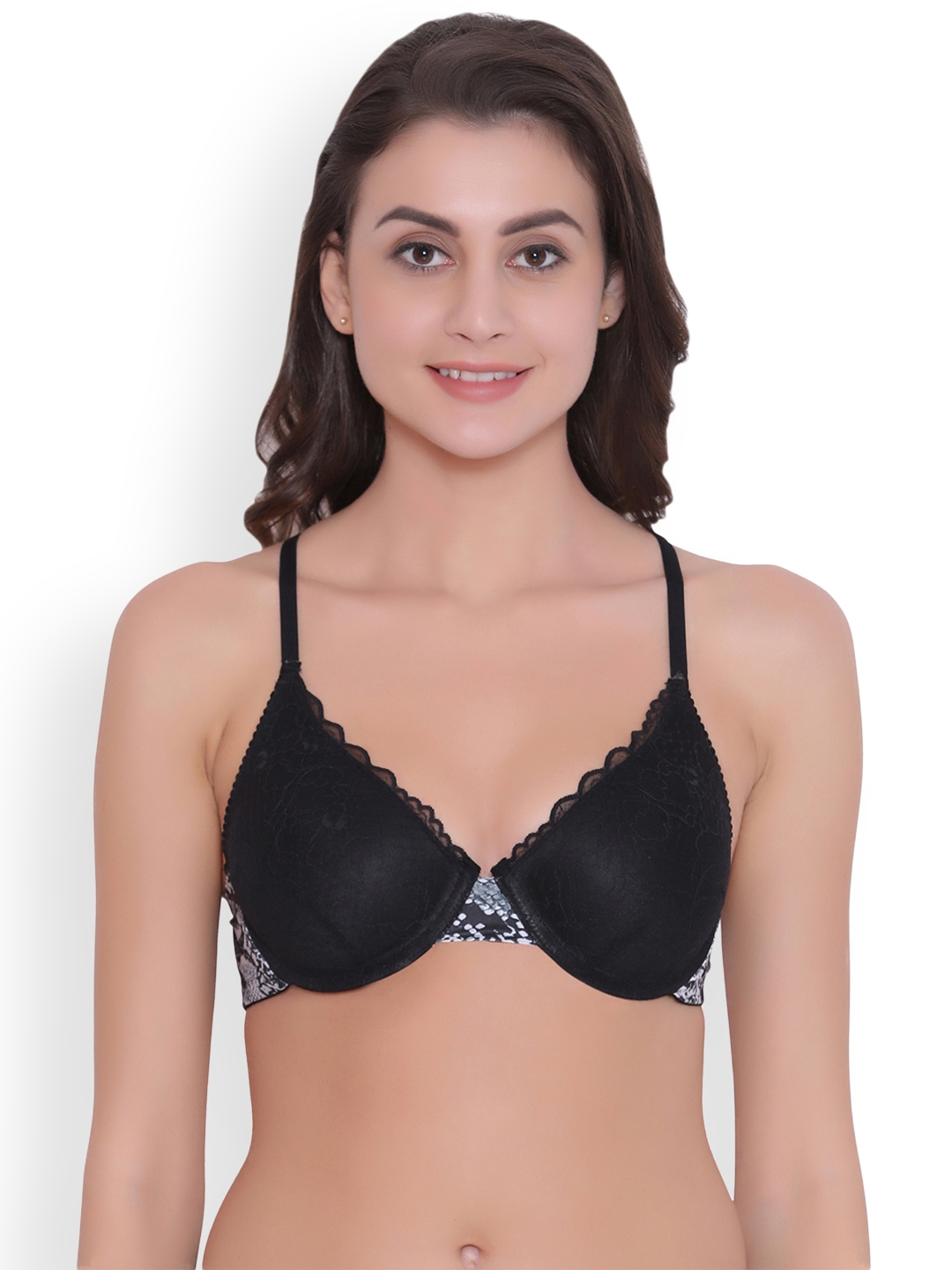 Buy Clovia Black & White Solid Underwired Heavily Padded Push Up