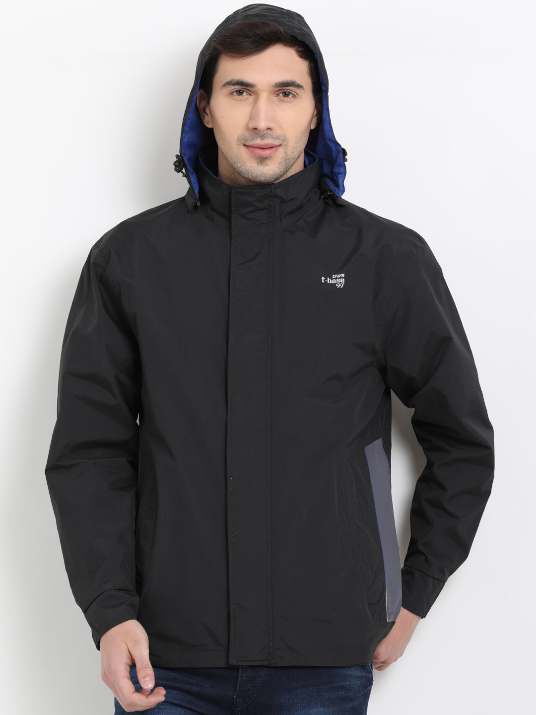 t-base Black & Blue Reversible Rainware Hooded Jacket