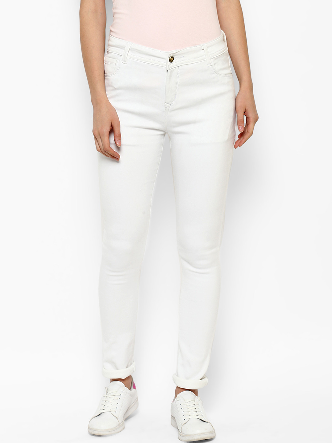 StyleStone Women White Skinny Fit Mid-Rise Clean Look Stretchable Jeans