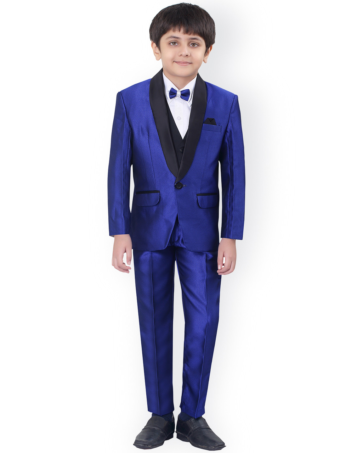 Jeetethnics Boys Blue Solid Coat with Trousers