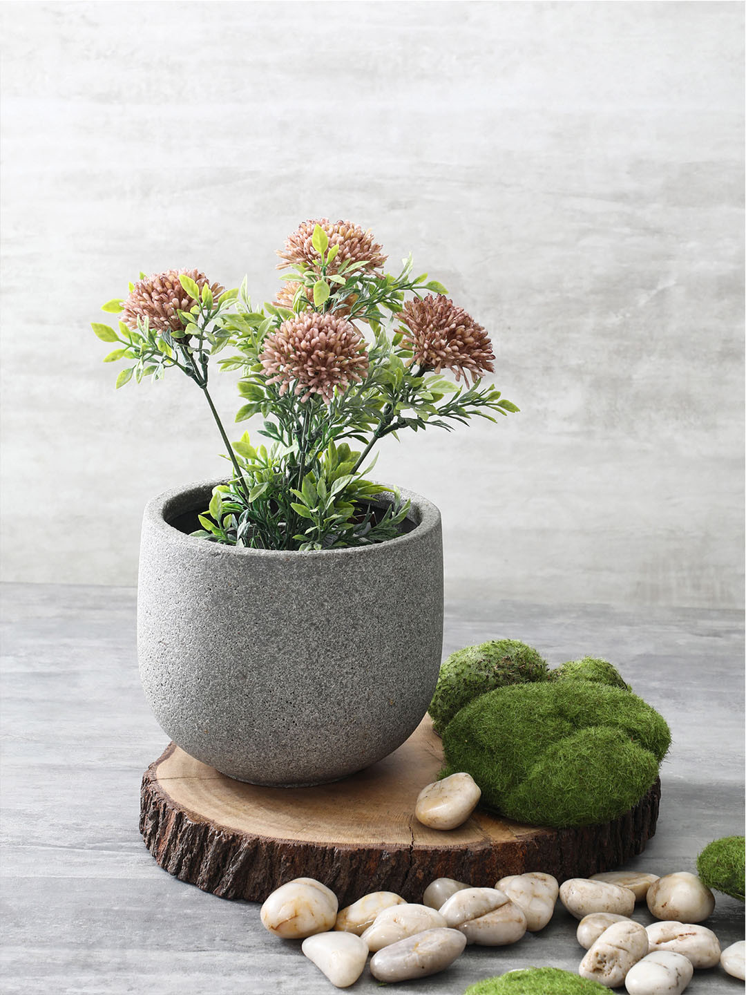 Pure Home and Living Grey Solid Round Classic Planter