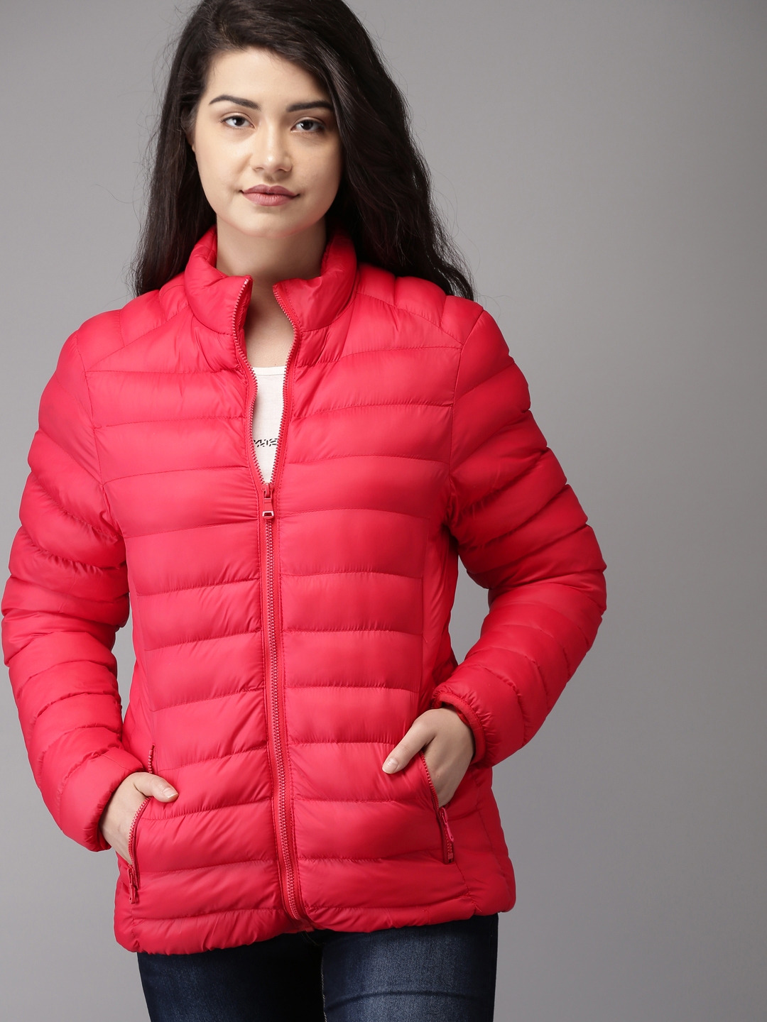 Mother The Pillow Talk Patch Vest Puffer Long Distance Run Around Jacket In  Red