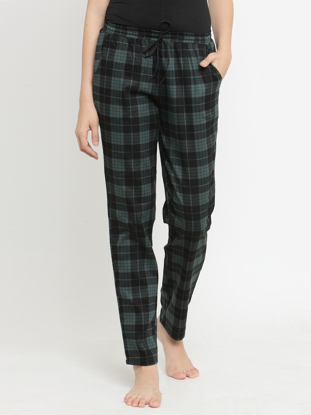 Buy Claura Women Green & Black Checked Regular Fit Pyjama Lower 12 - Lounge  Pants for Women 6791098