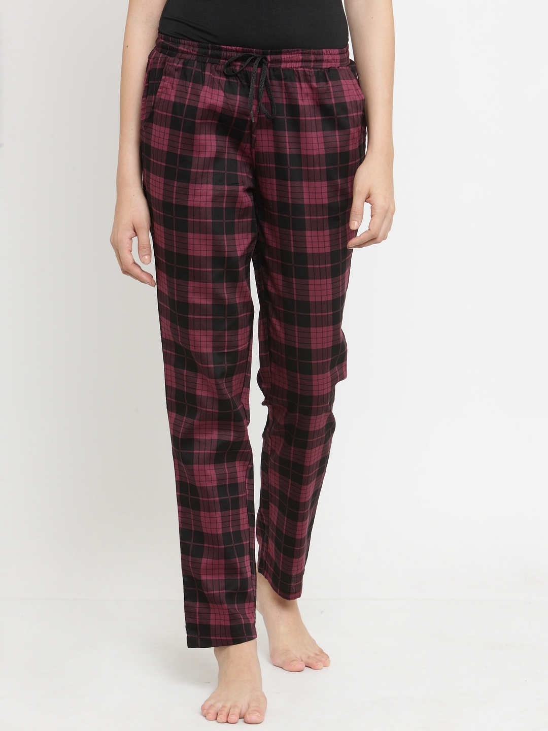 Claura Maroon & Black Checked Pyjamas 12