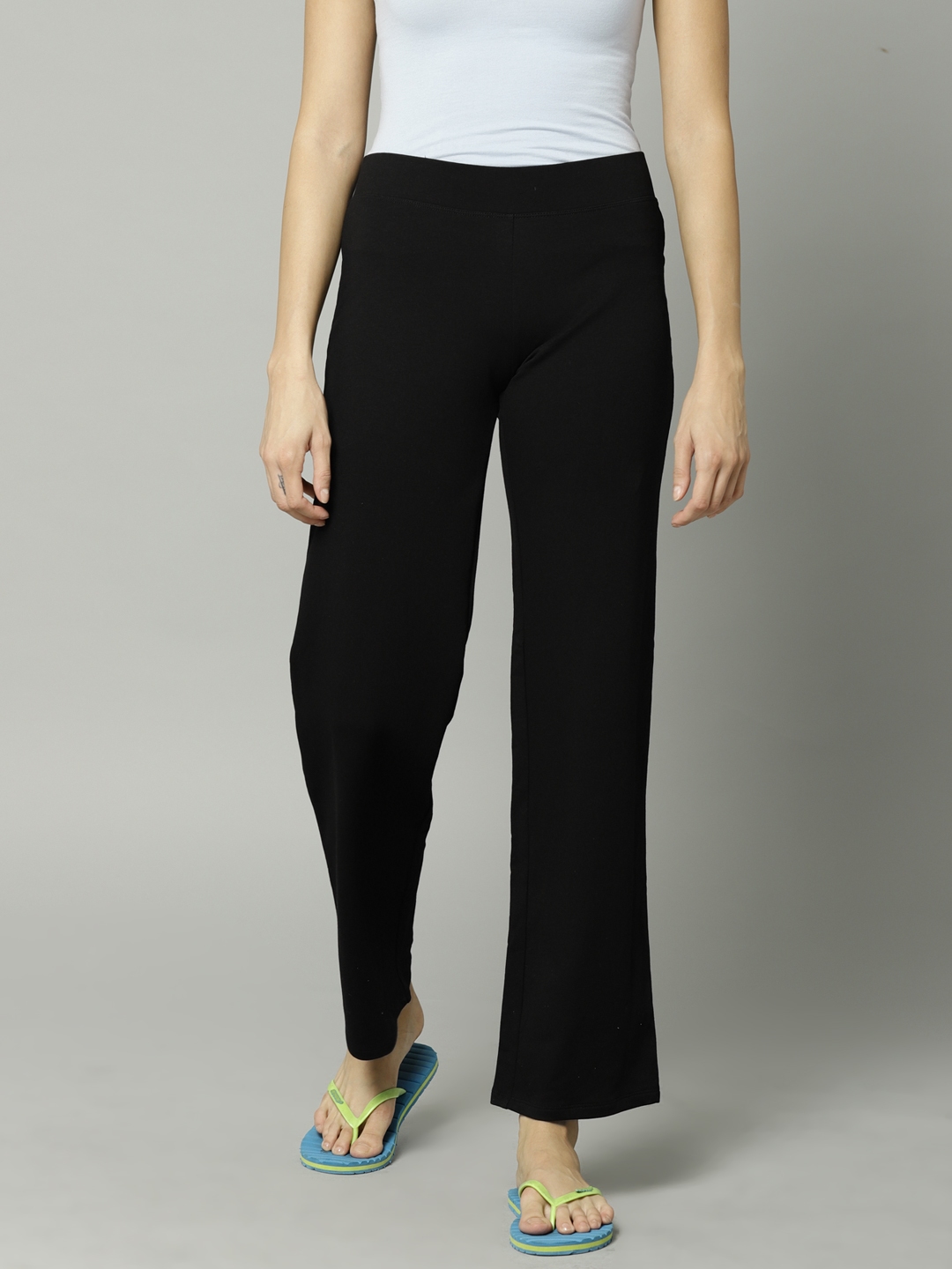 Buy GO COLORS Women Printed Black Knit Cotton Lounge Pants at Amazonin