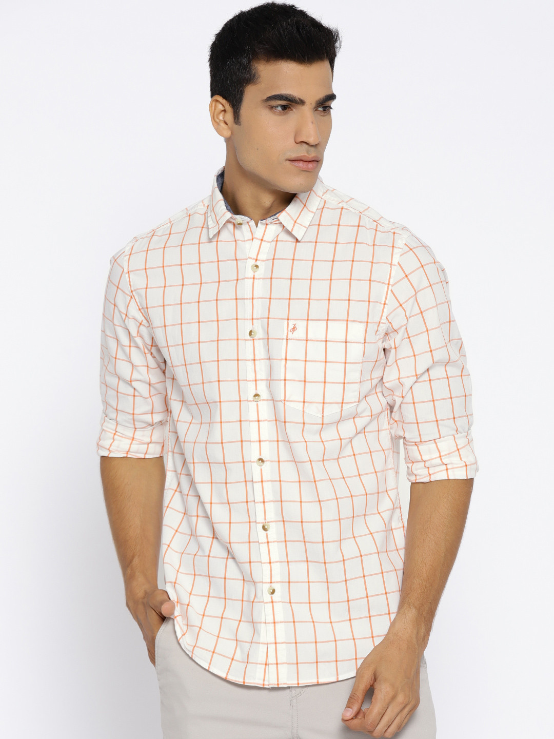Buy John Players Men White \u0026 Orange 