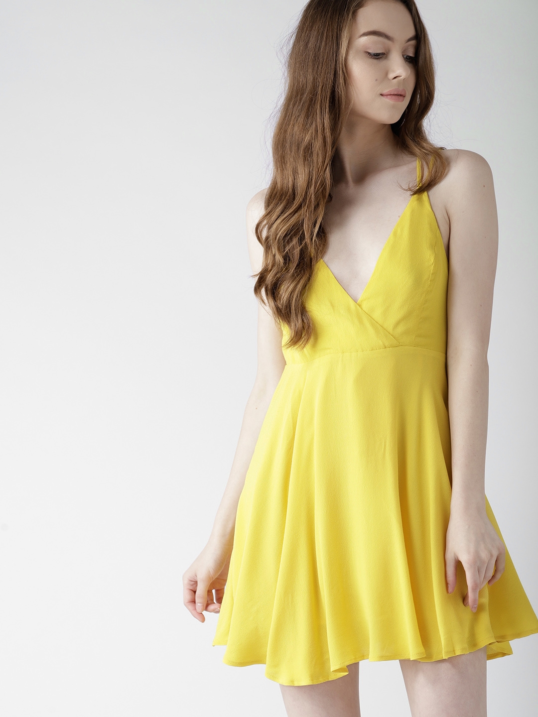 NWT Forever 21 Neon Yellow Halter Mini Dress - small | eBay