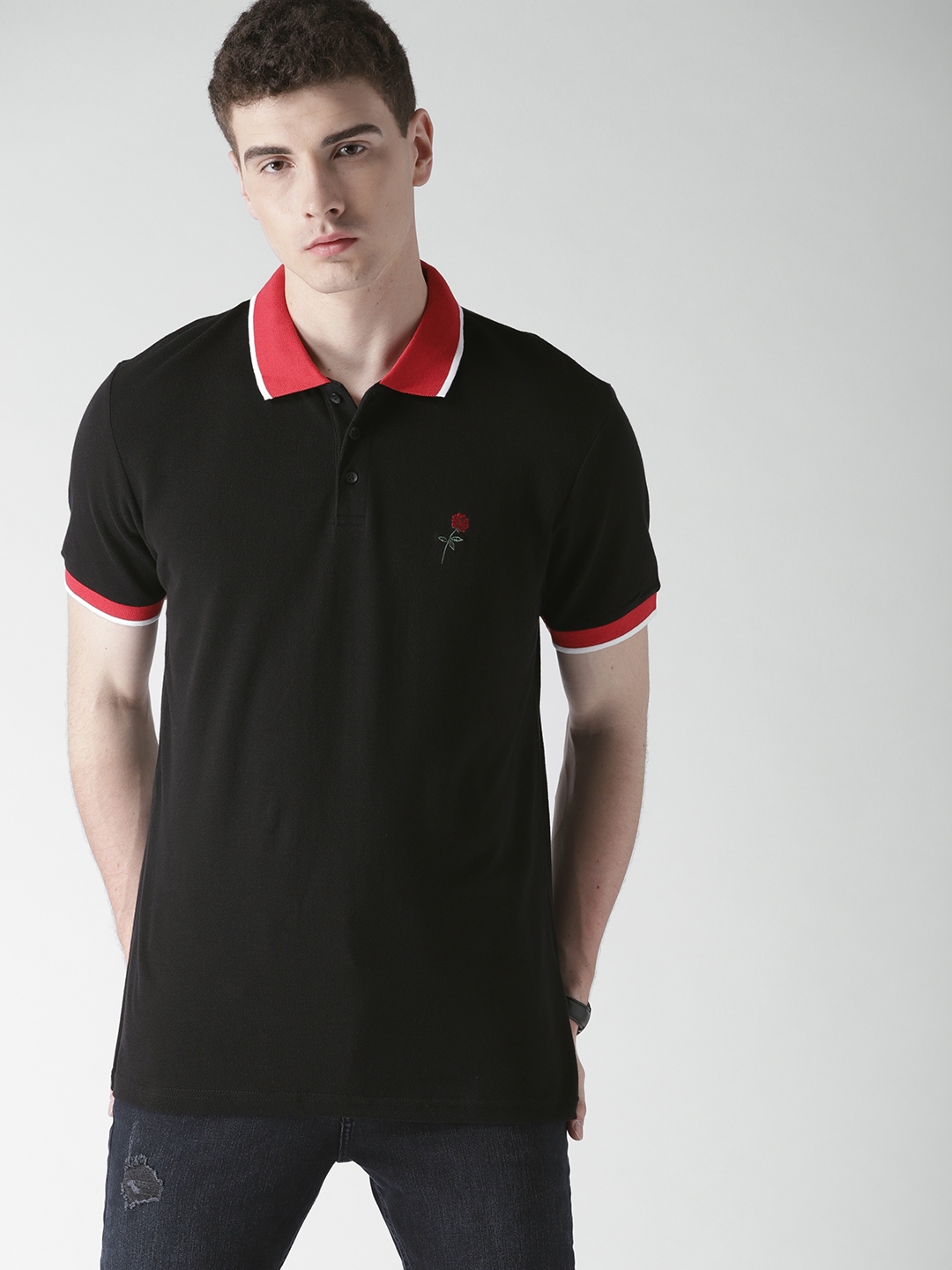 black solid polo t shirt