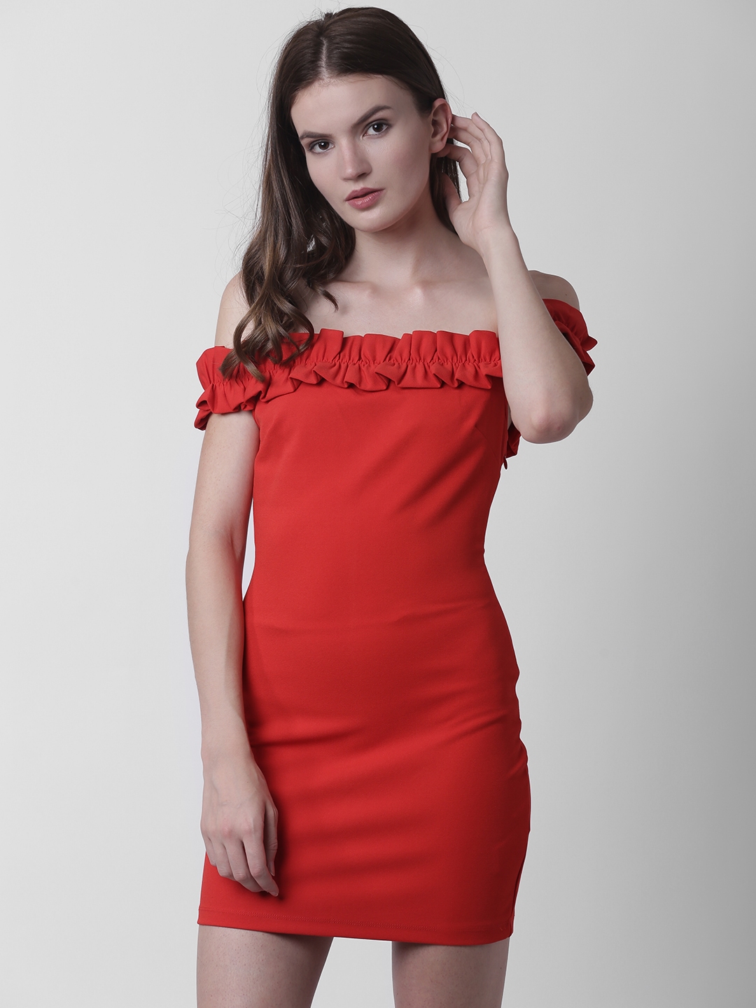 Red ruffle best sale dress forever 21