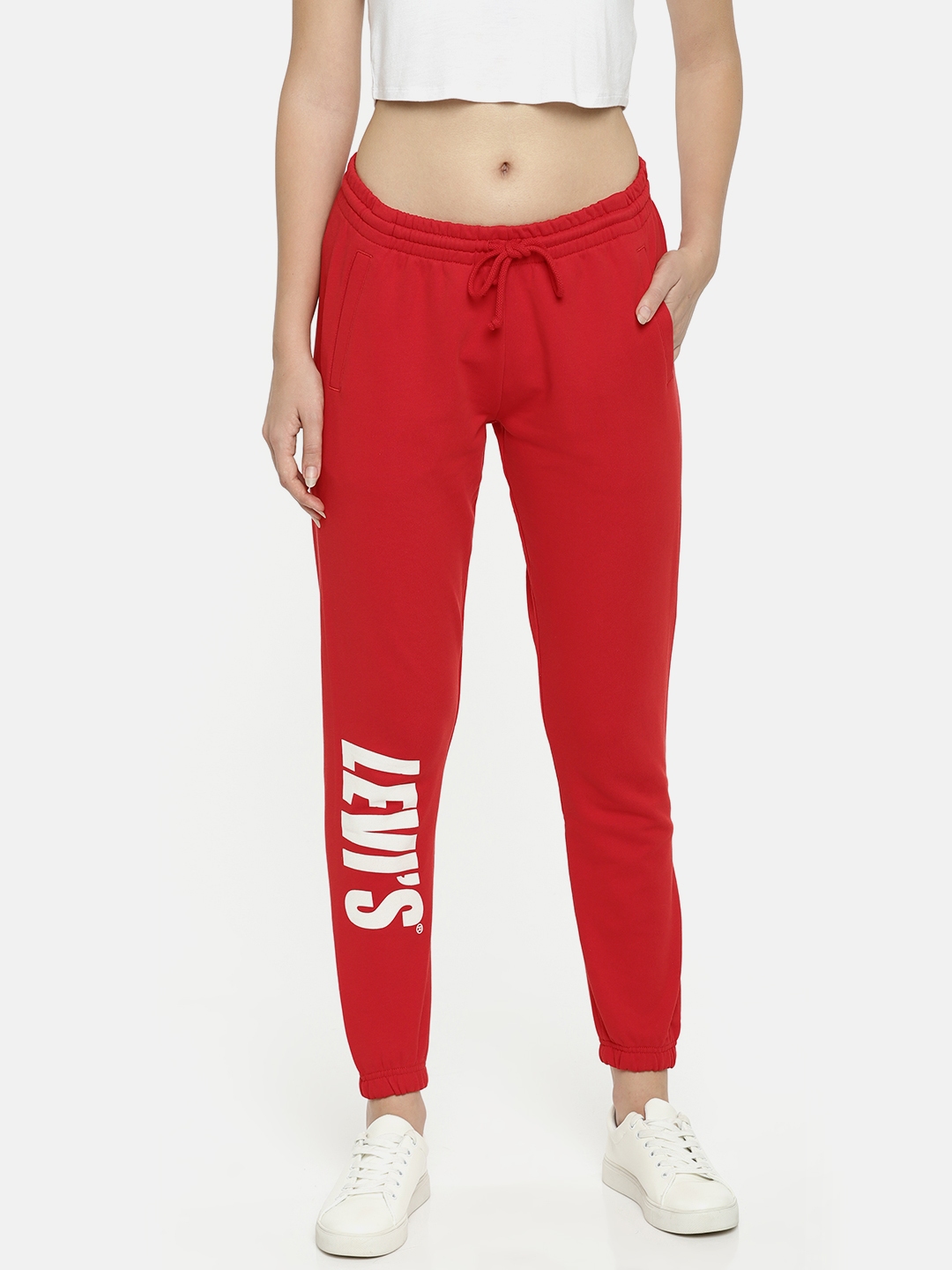 Buy Levis Women Red Slim Fit Solid Joggers - Trousers for Women 6799293 |  Myntra