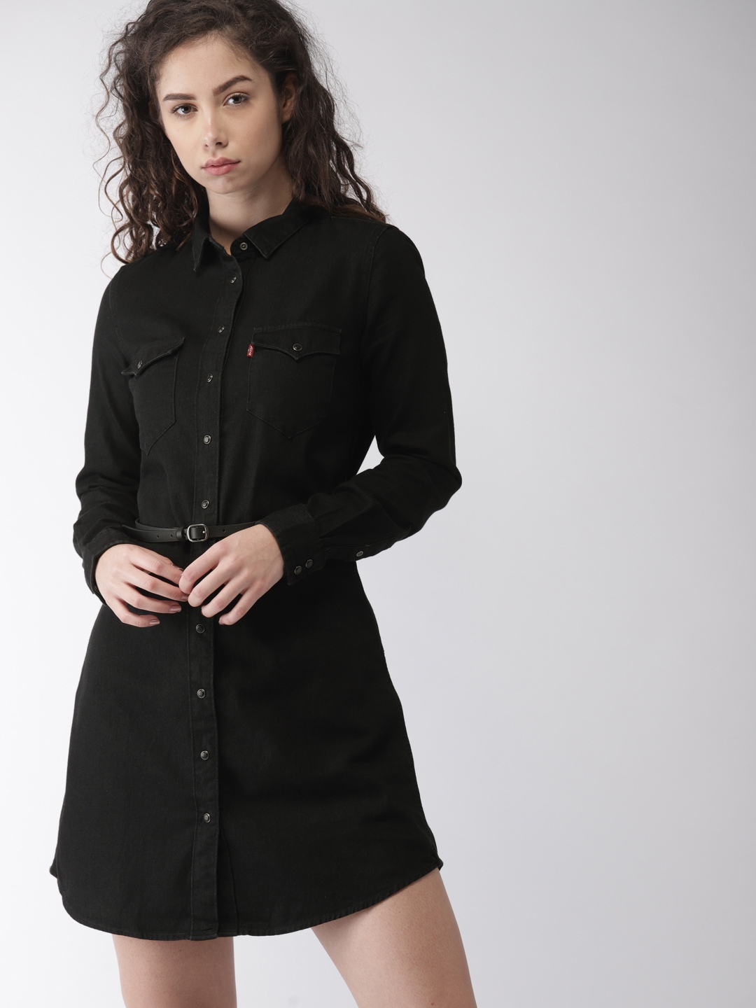 Buy Levis Women Black Solid Shirt Dress - Dresses for Women 6799387 | Myntra