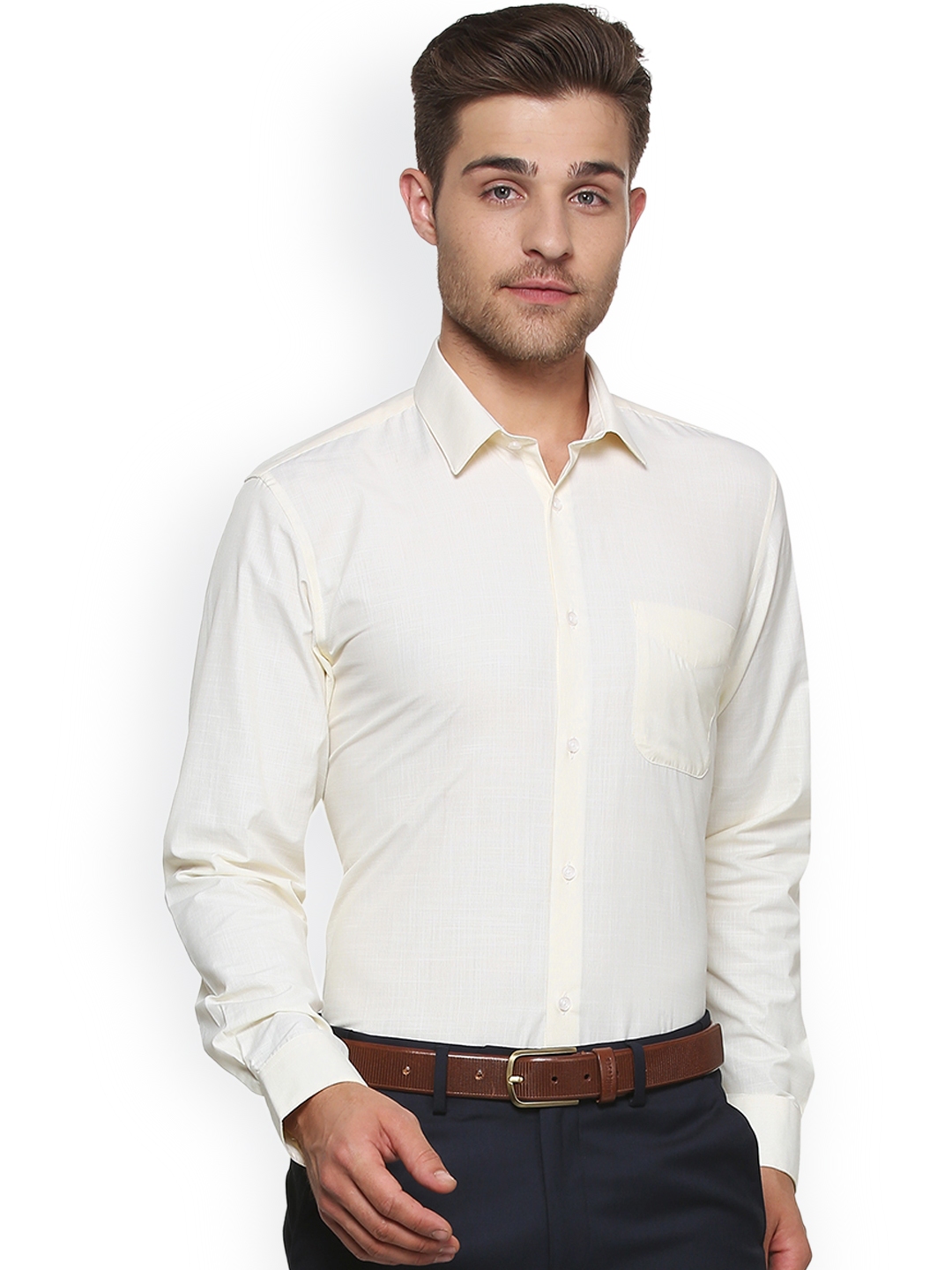 Buy Peter England Men Cream Coloured