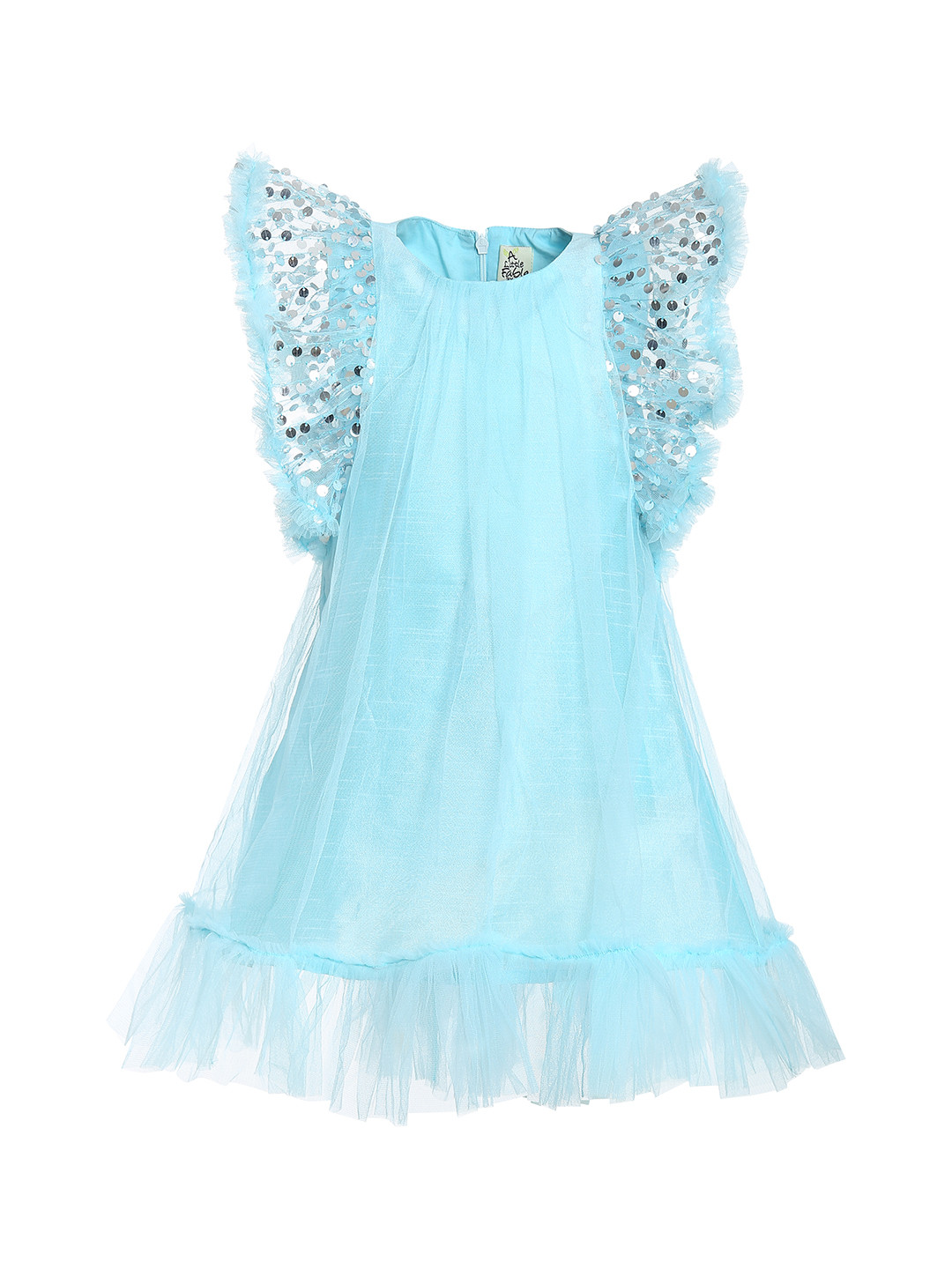 A Little Fable Girls Blue Glitter Moon Dress
