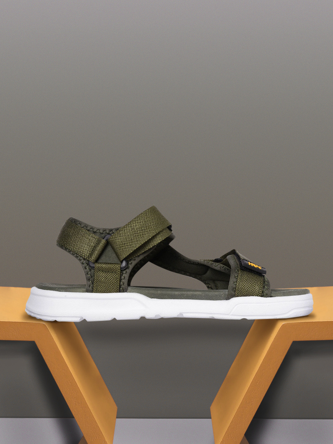 HRX by Hrithik Roshan Men Olive Green Hook & Loop Athleisure Sports Sandals
