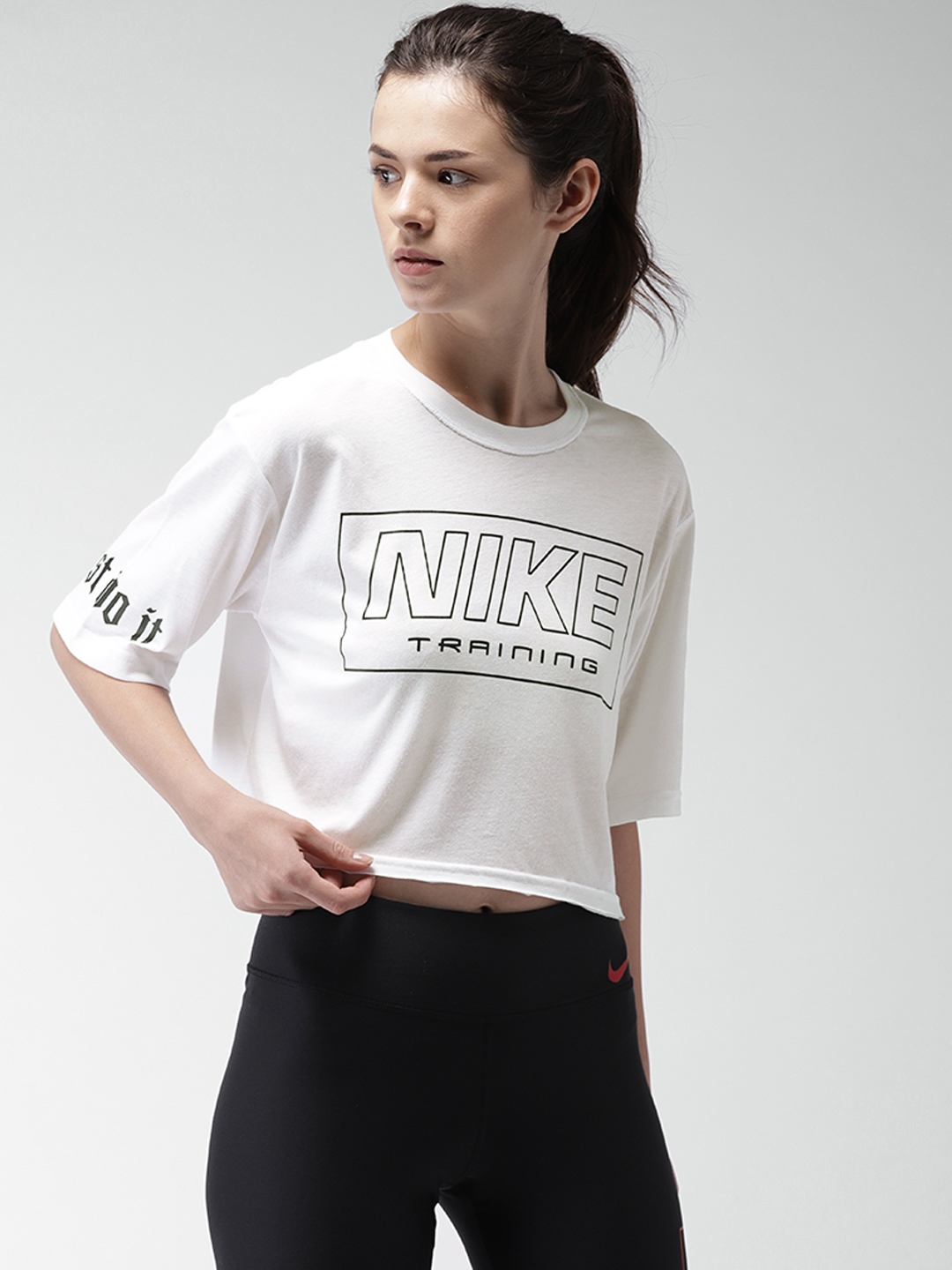 white cropped nike shirt