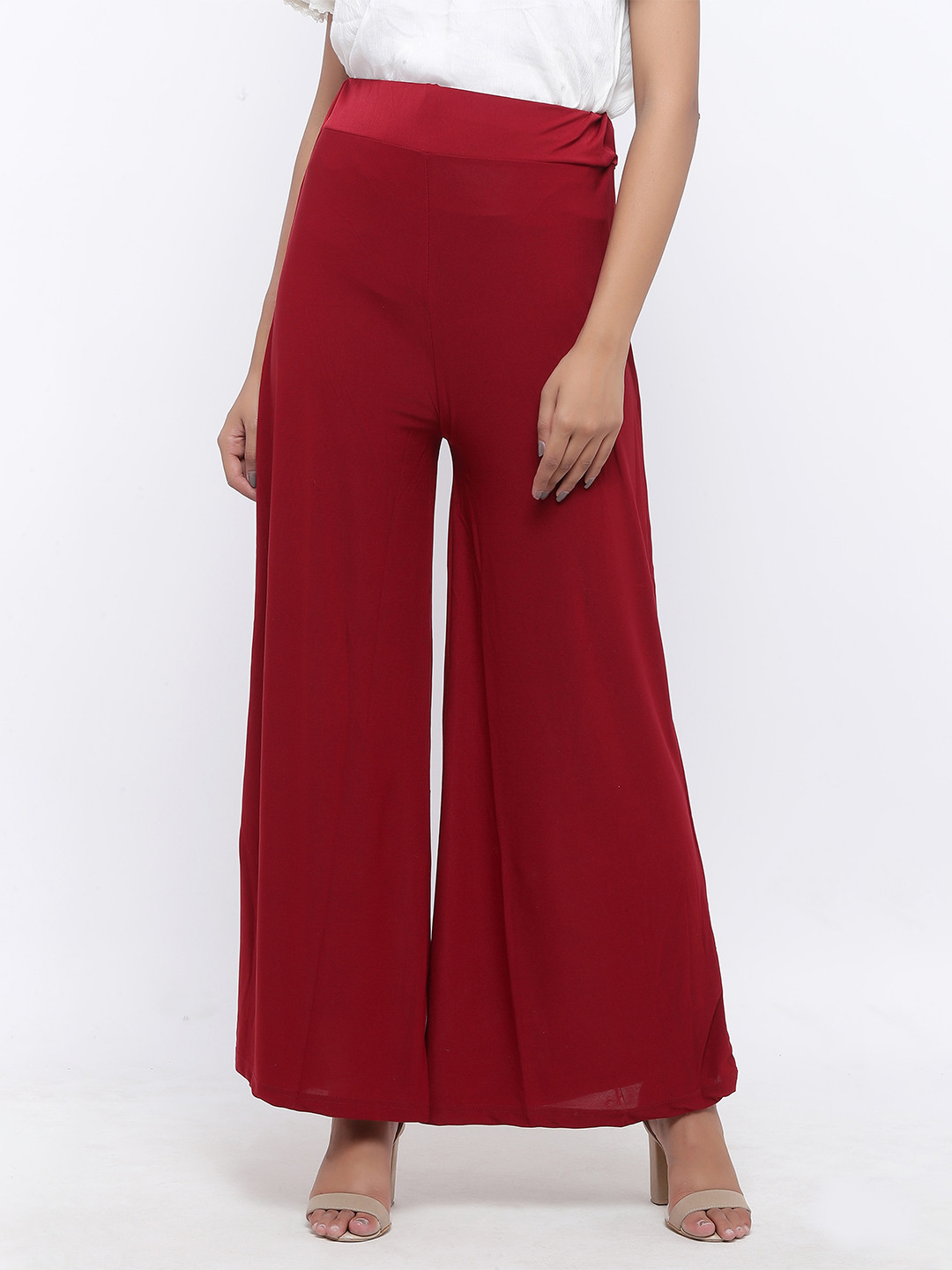 Buy SOUNDARYA Women Maroon Solid Lycra 