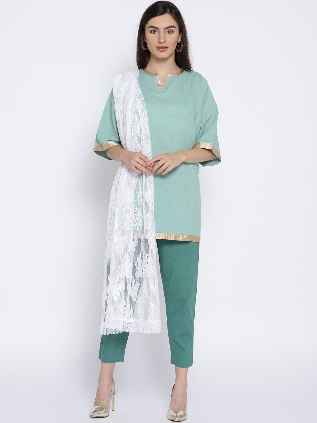 WEAVERS VILLA White Lace Dupatta