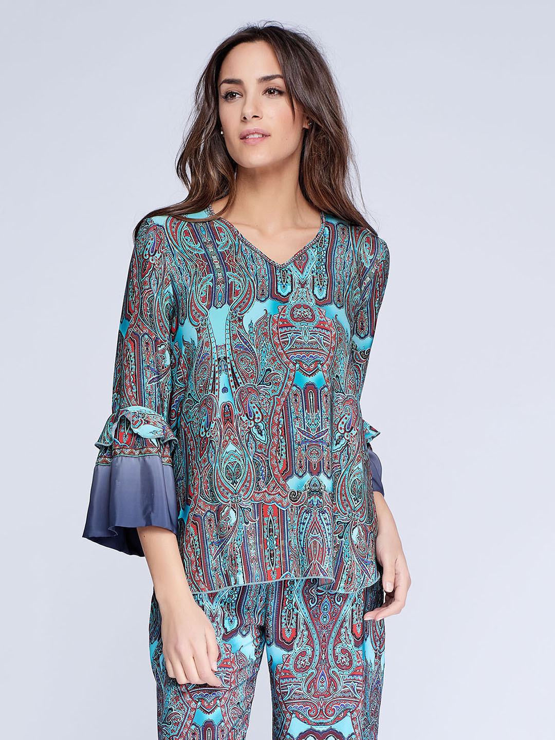NIZA Women Blue Printed Top