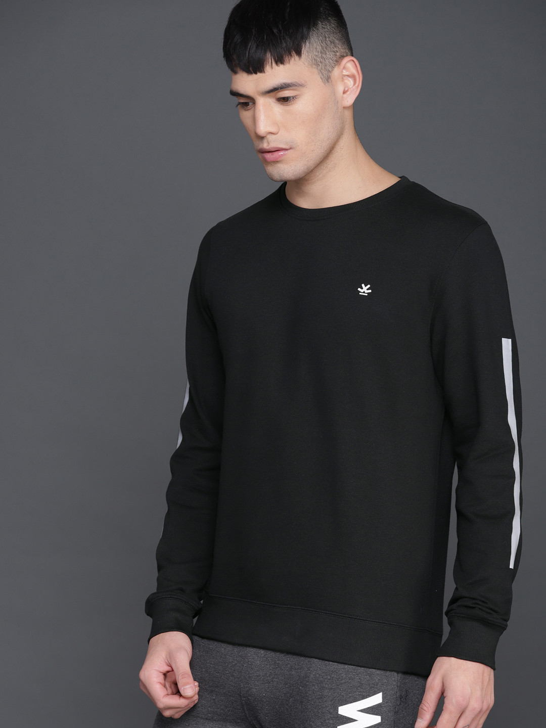 WROGN Men Black Solid Sweatshirt