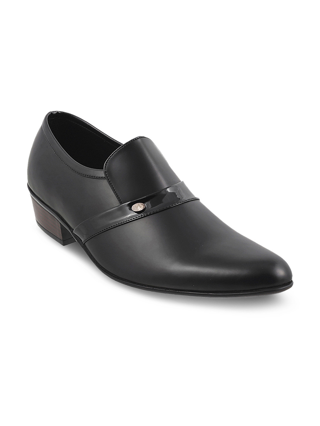 Metro Men Black Leather Semiformal Shoes
