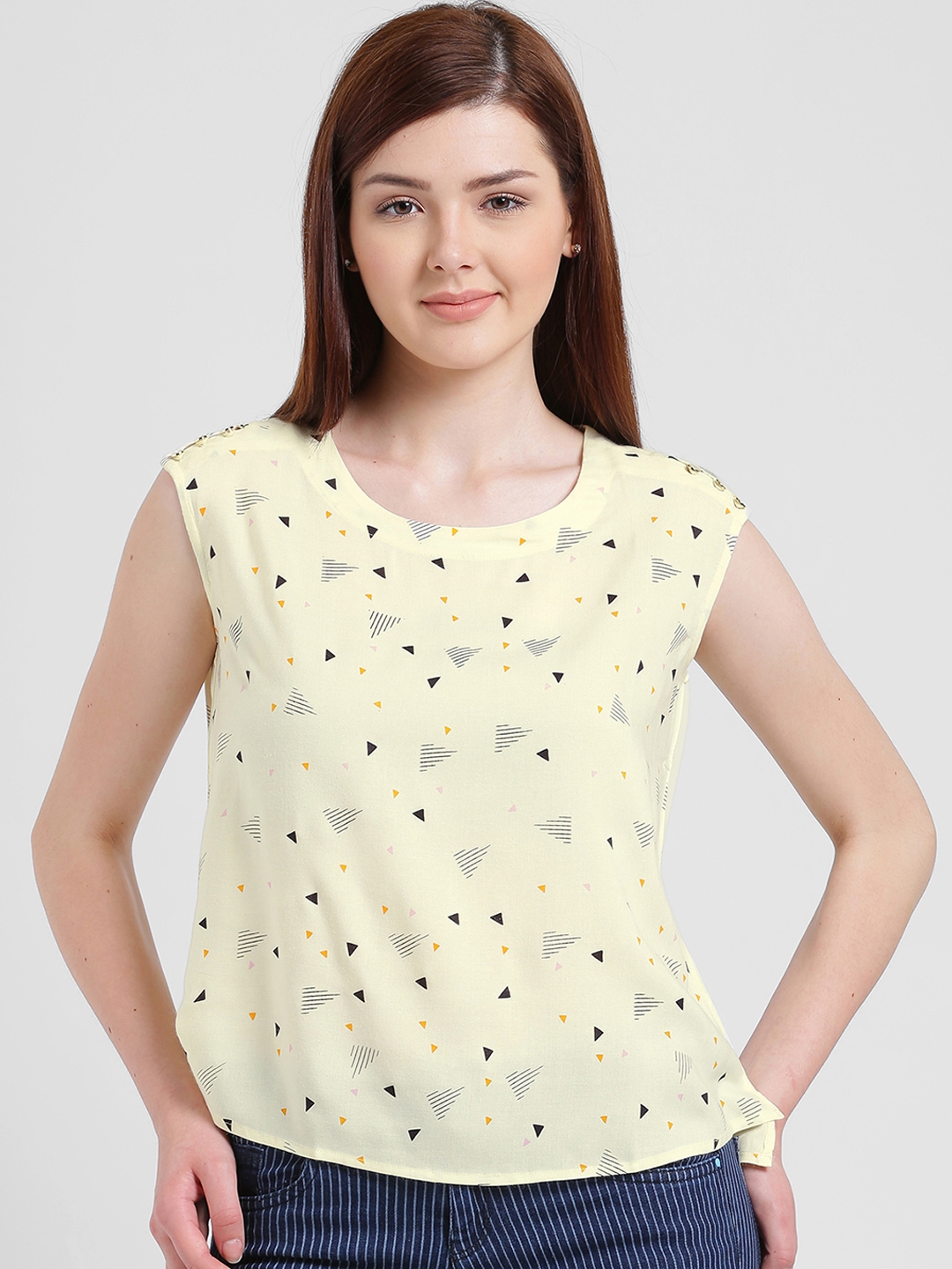 45% OFF on Harpa Women Navy Printed Top on Myntra