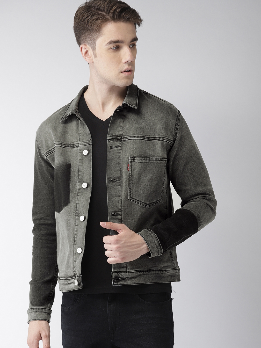 Buy Levis Men Grey Solid Denim Jacket - Jackets for Men 6840860 | Myntra