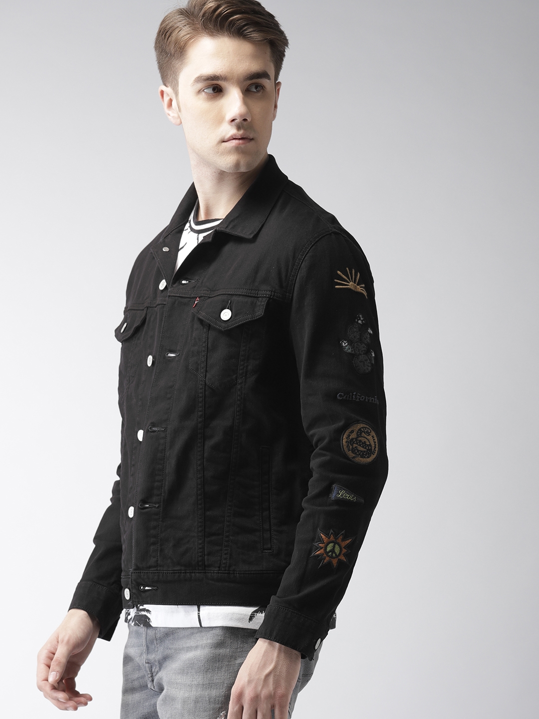 Buy Levis Men Black Solid Denim Jacket - Jackets for Men 6840917 | Myntra