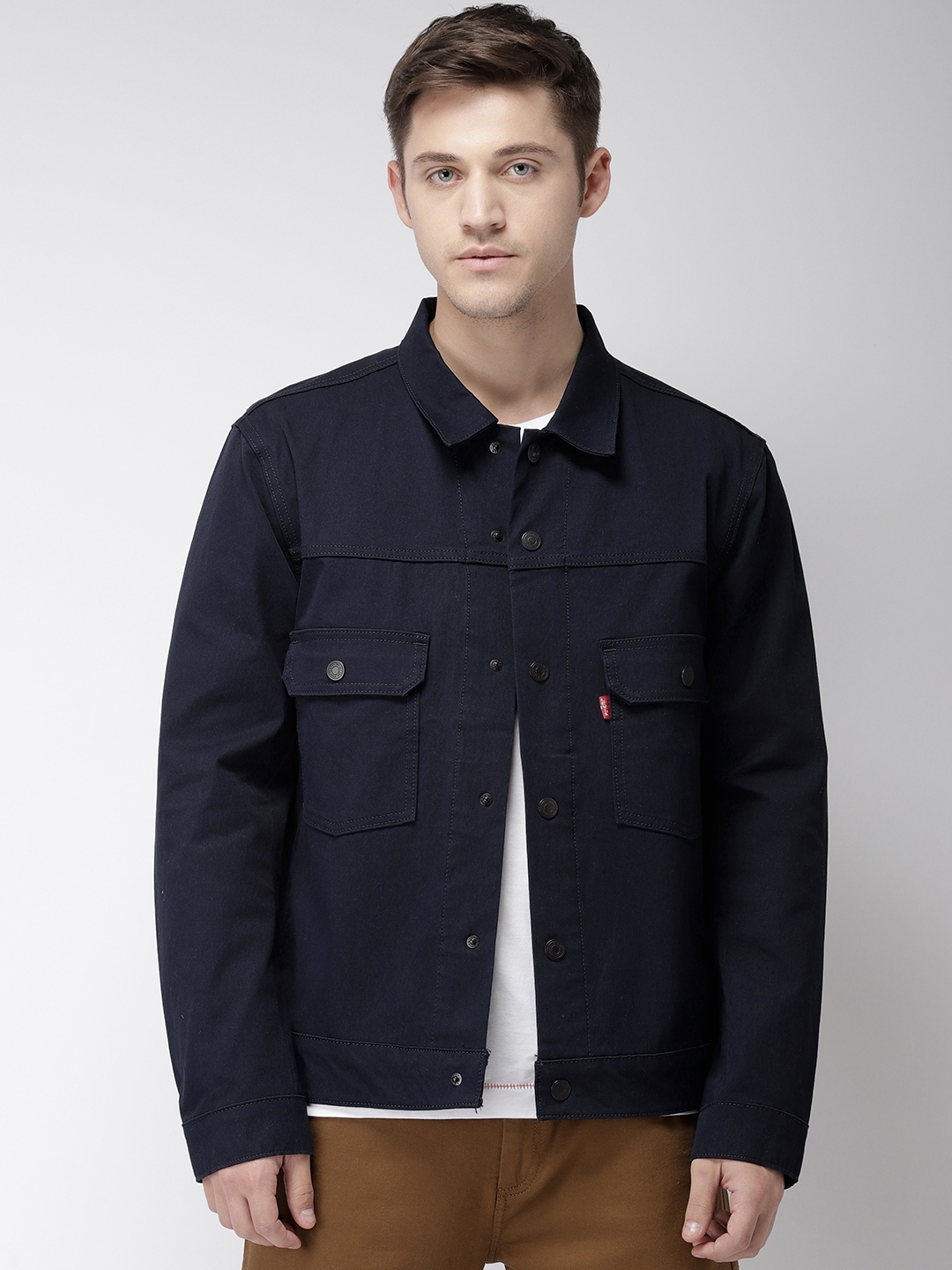 Buy Levis Men Navy Blue Solid Tailored Jacket - Jackets for Men 6840962 |  Myntra