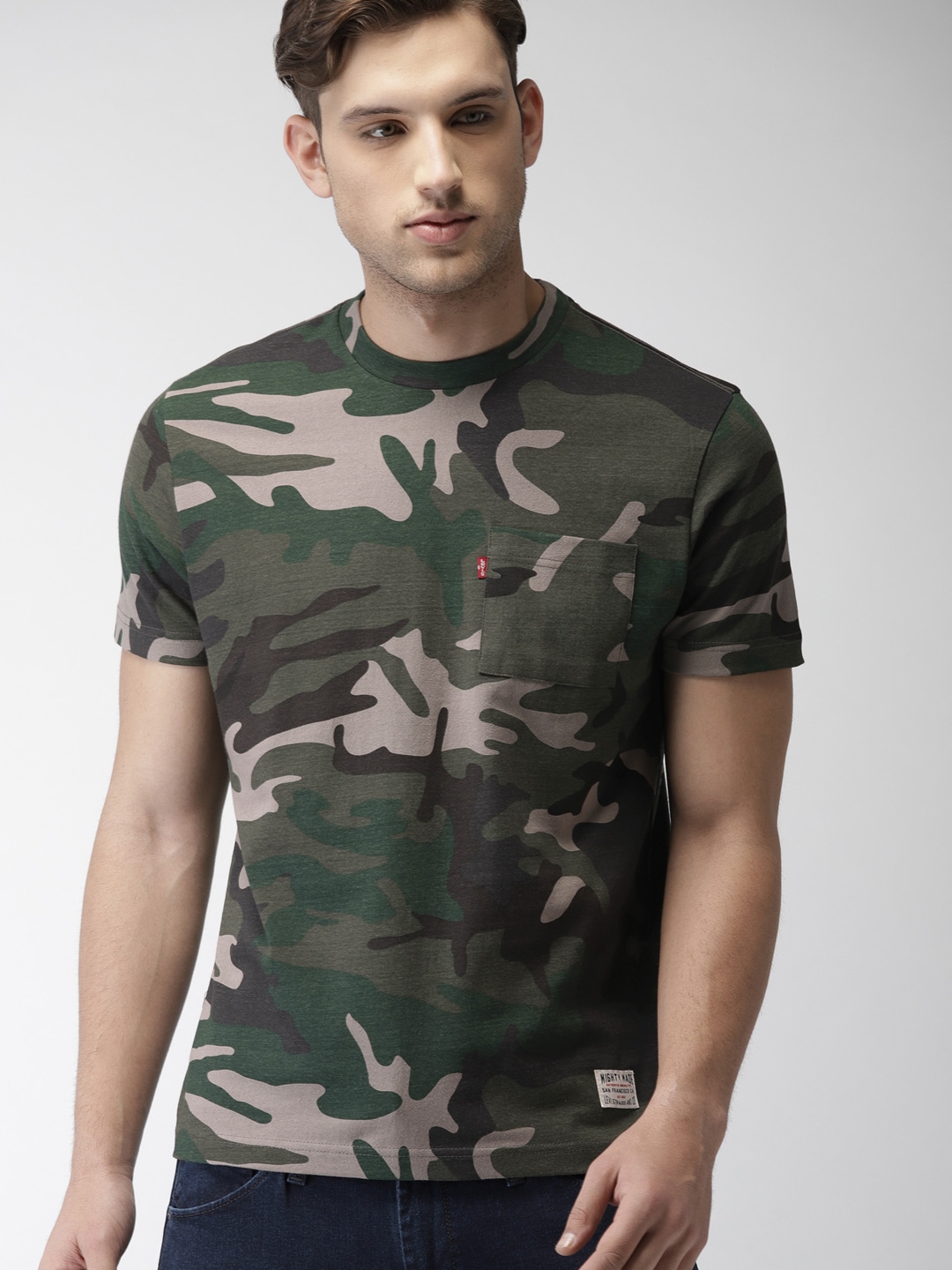 Brown Camouflage Printed T Shirt 