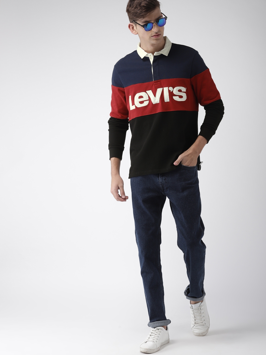Buy Levis Men Black Red Printed Polo Collar Pure Cotton T Shirt - Tshirts  for Men 6841059 | Myntra