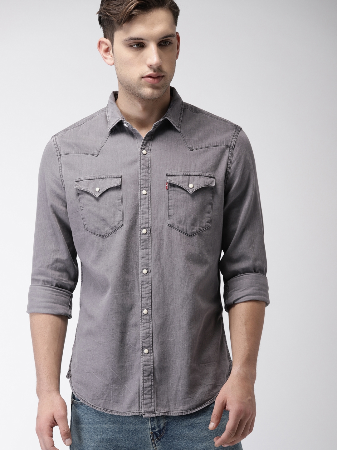 Buy Levis Men Grey Slim Fit Faded Denim Casual Shirt - Shirts for Men  6841347 | Myntra