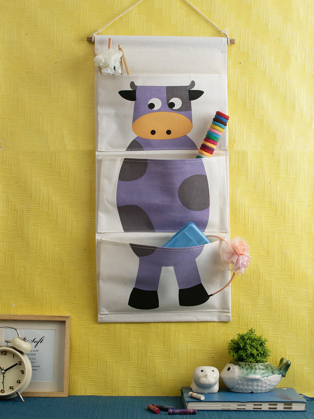 Cortina Off White & Blue Printed Water Resistant Separators