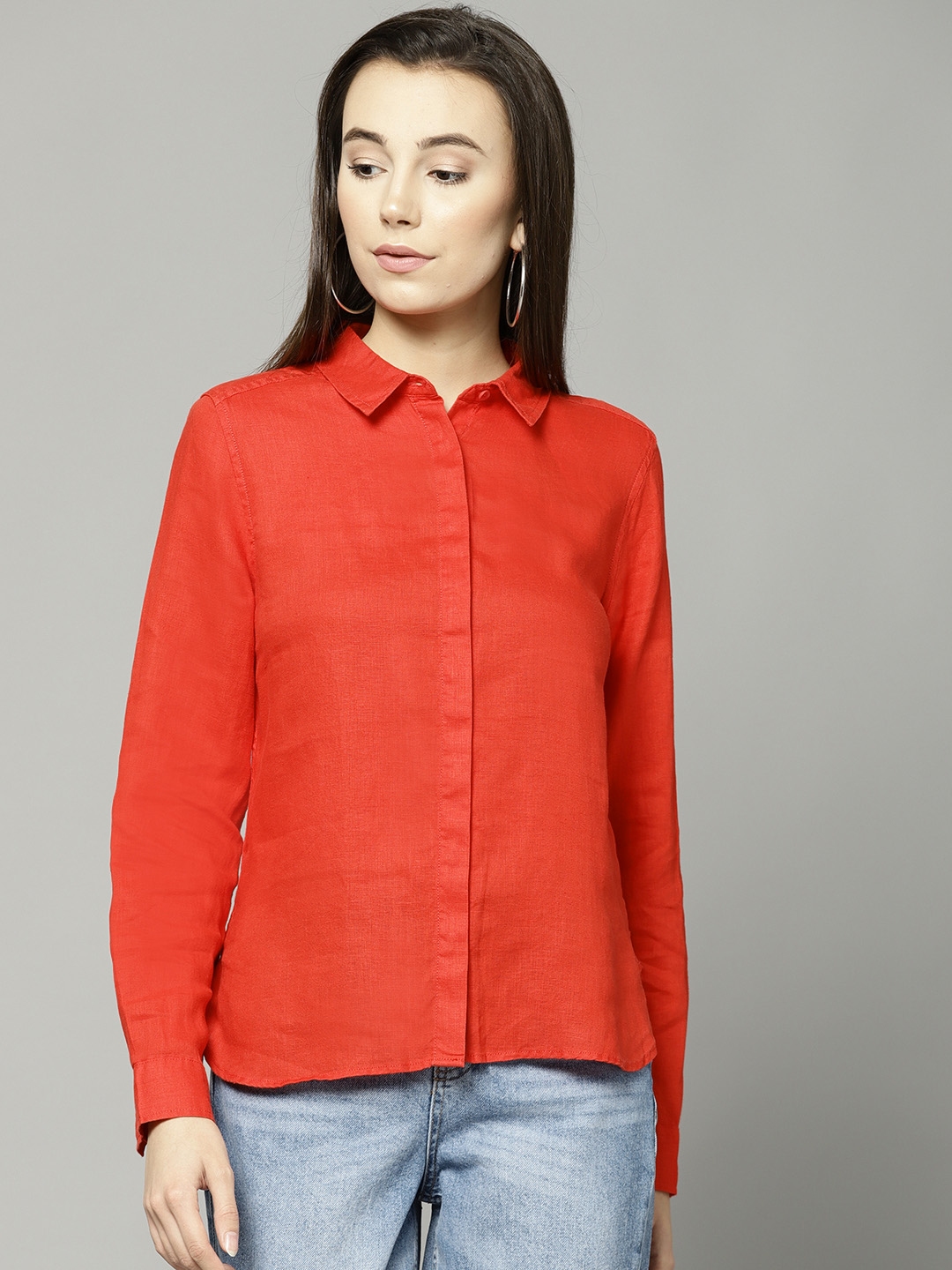 red linen shirt womens