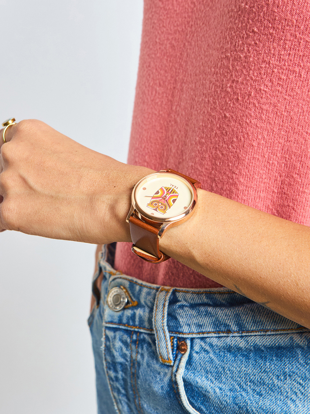 TEAL BY CHUMBAK Women Cream-Coloured Analogue Watch