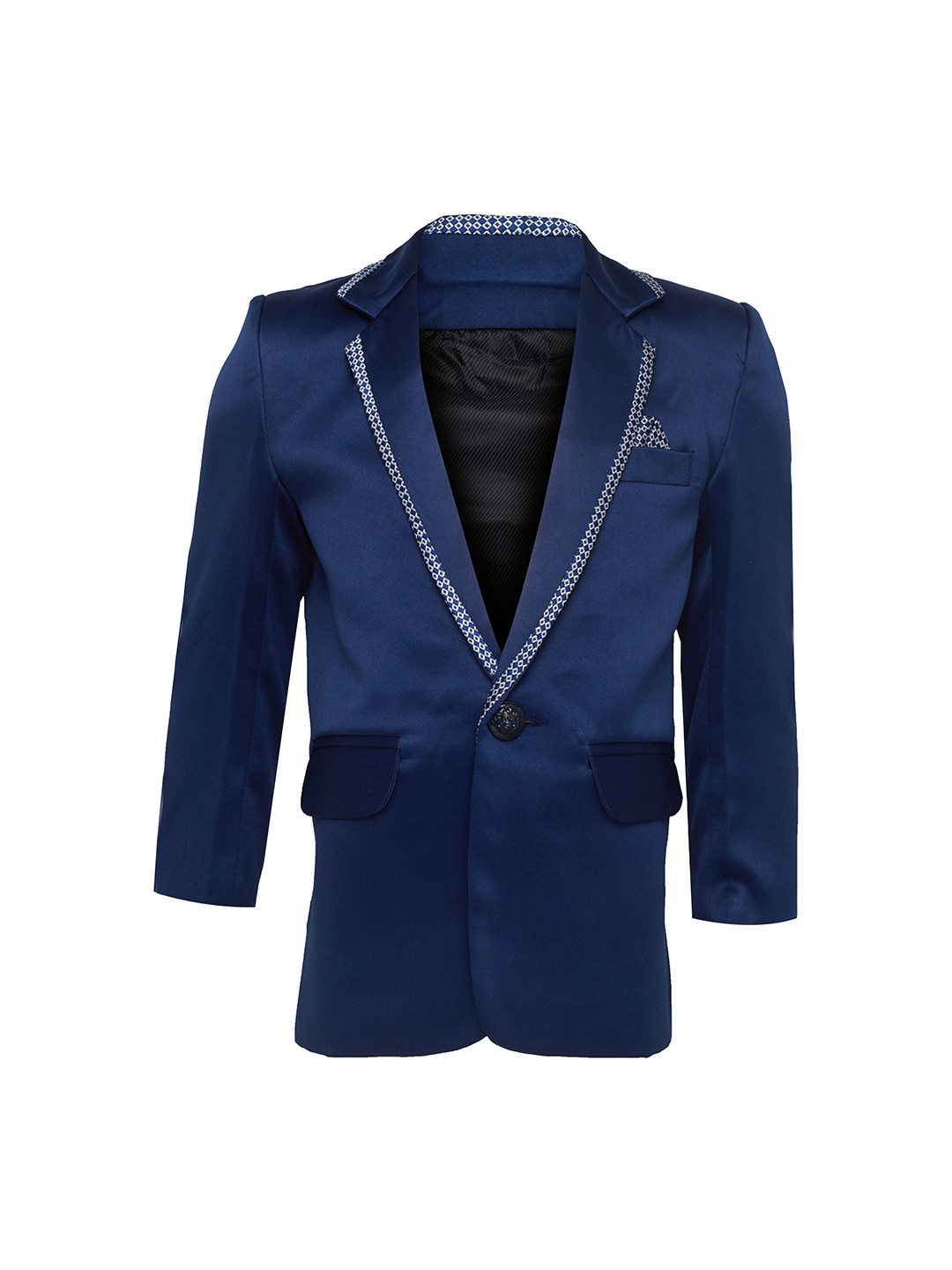 Jeetethnics Boys Navy Blue Single-Breasted Blazer