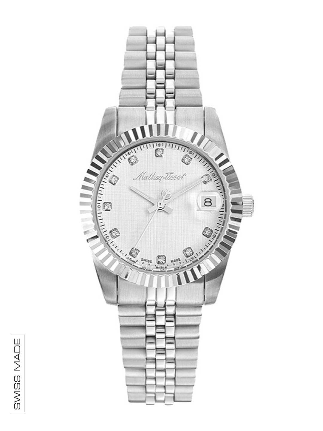 Mathey-Tissot Swiss Made Women Rolly III Crystal Silver Dial Watch D810AI