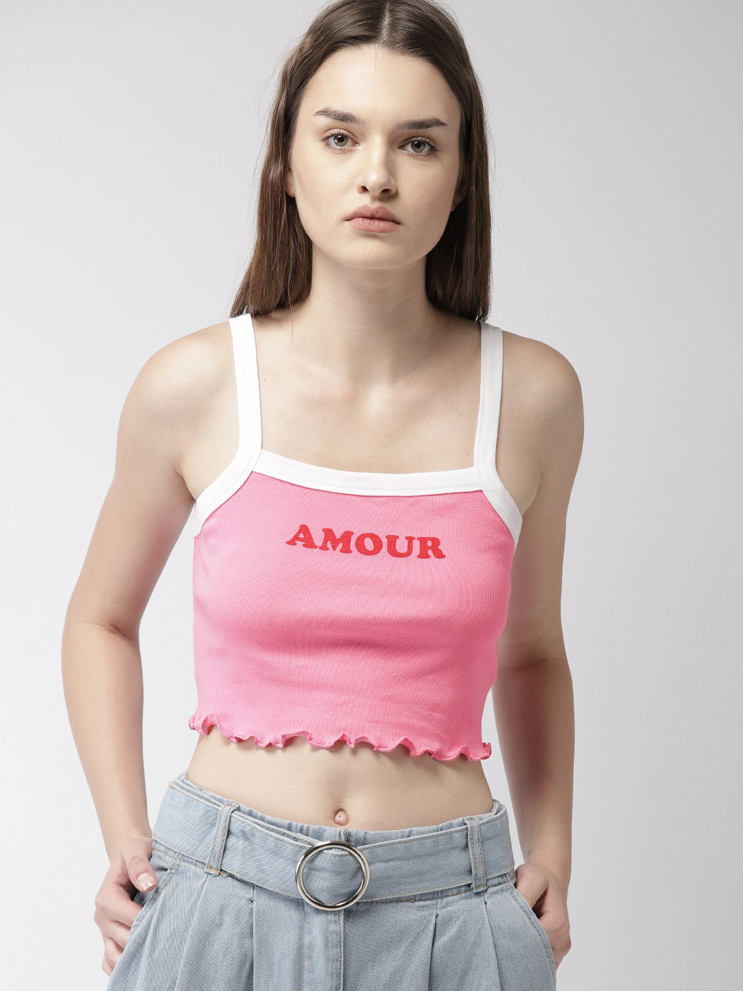 Buy Forever 21 Women Pink Printed Crop Top Tops For Women
