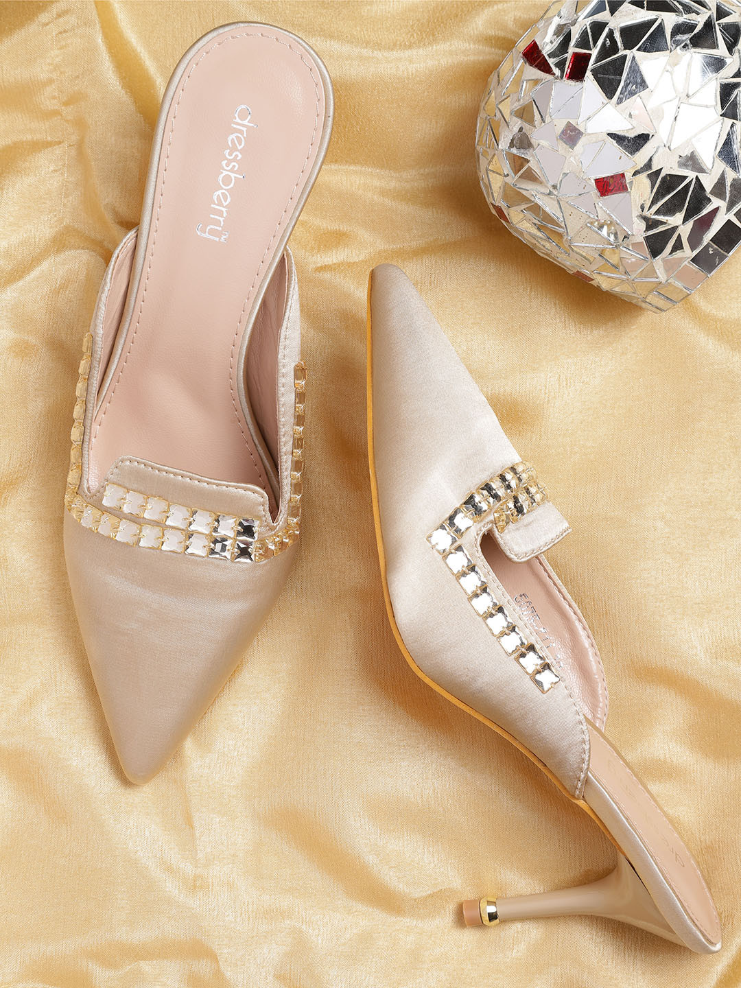 studded heeled mules