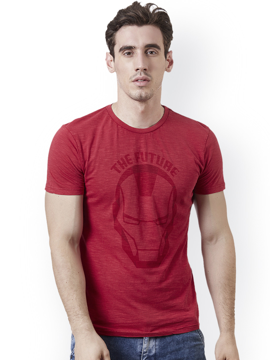 Free Authority Men Red IRON MAN Printed Round Neck T-Shirt