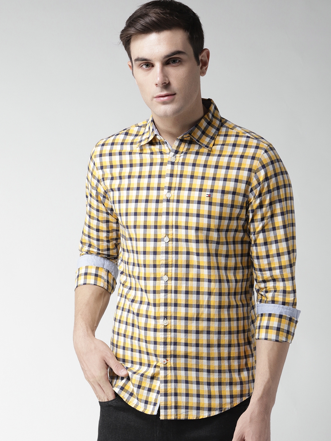 mens yellow tommy hilfiger shirt