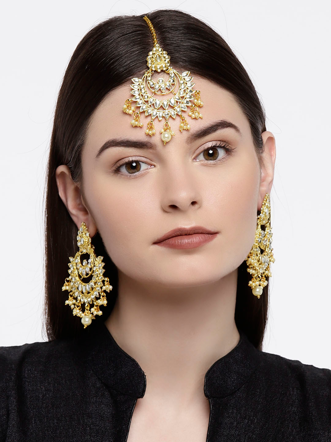 Zaveri Pearls Gold Tone Traditional Jewellery Set-ZPFK7478