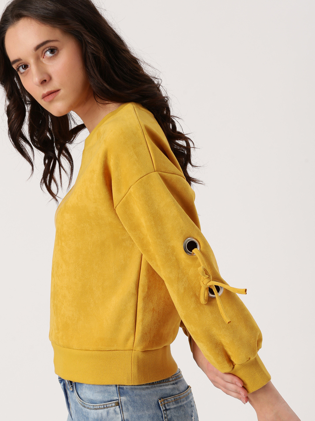 Ms.Taken Women Mustard Solid Sweatshirt