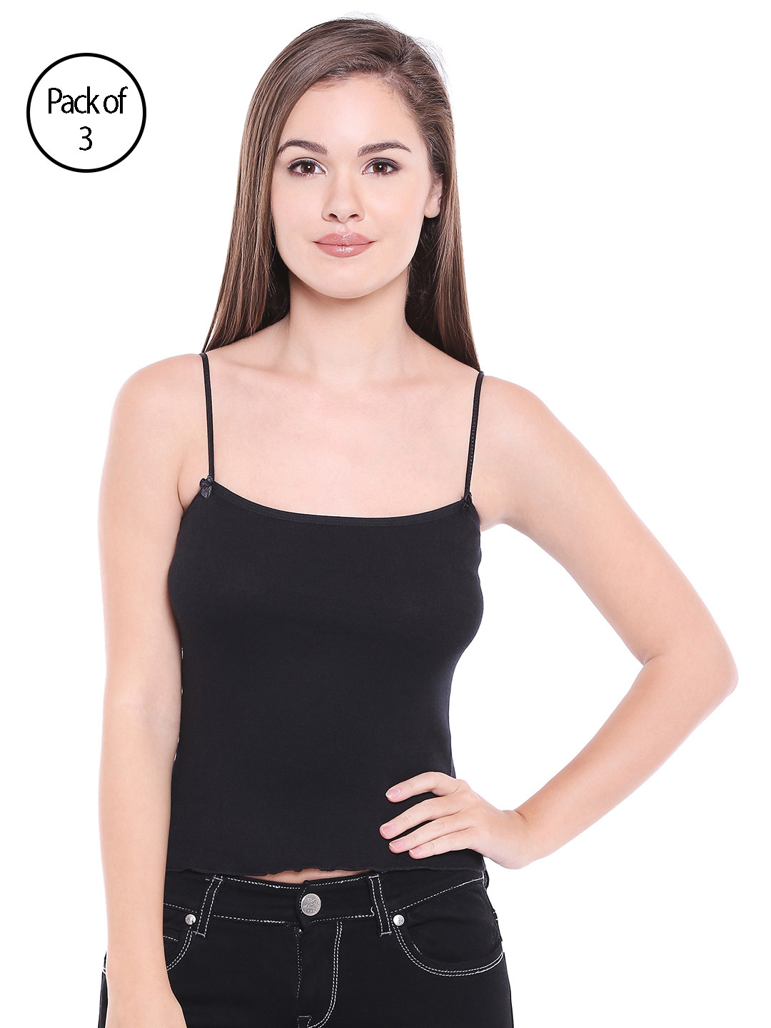 Bodycare Pack of 3 Black Camisoles E48BBB