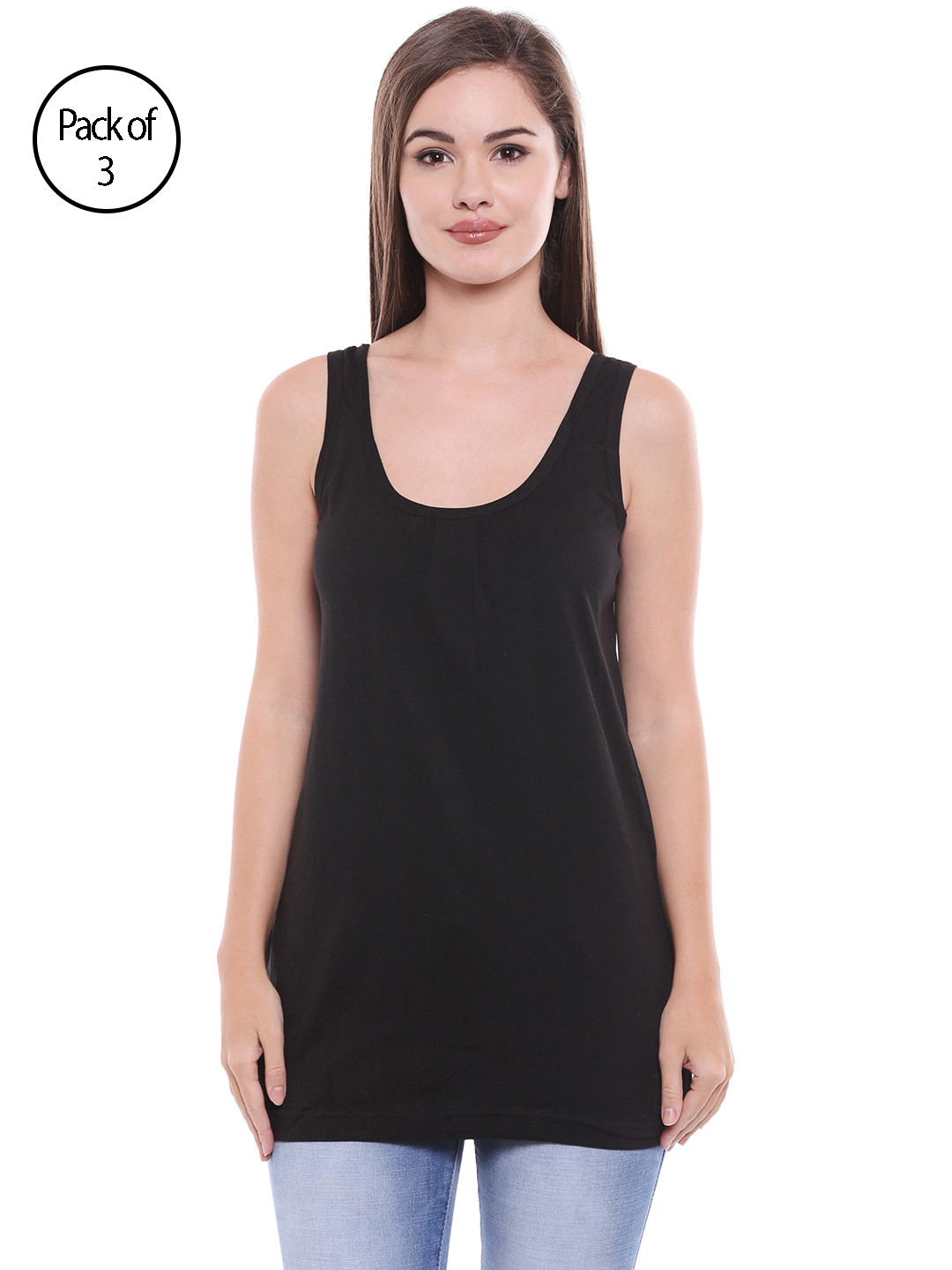 Bodycare Pack of 3 Black Camisoles E64BBB
