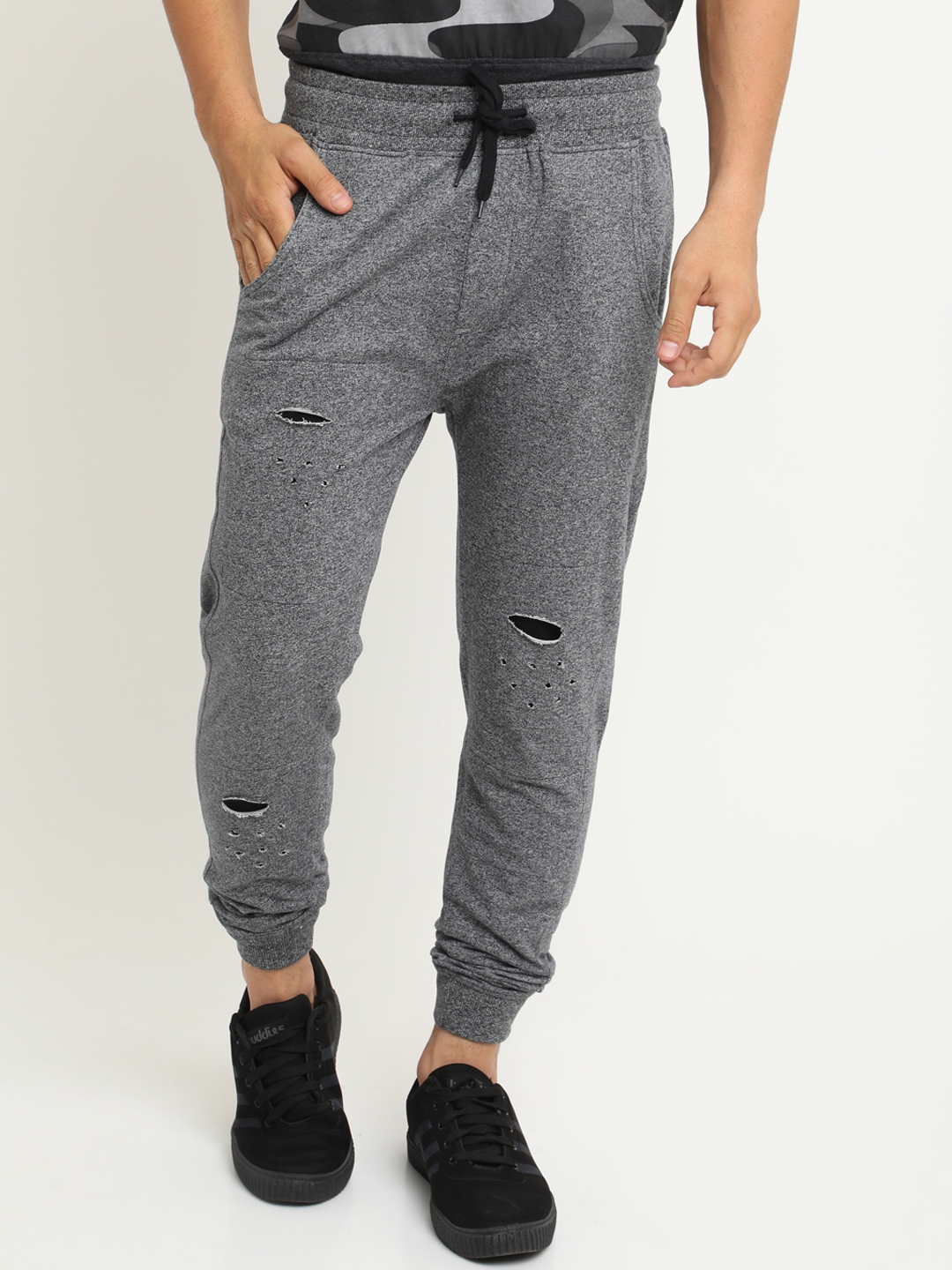 Grey ripped online sweatpants