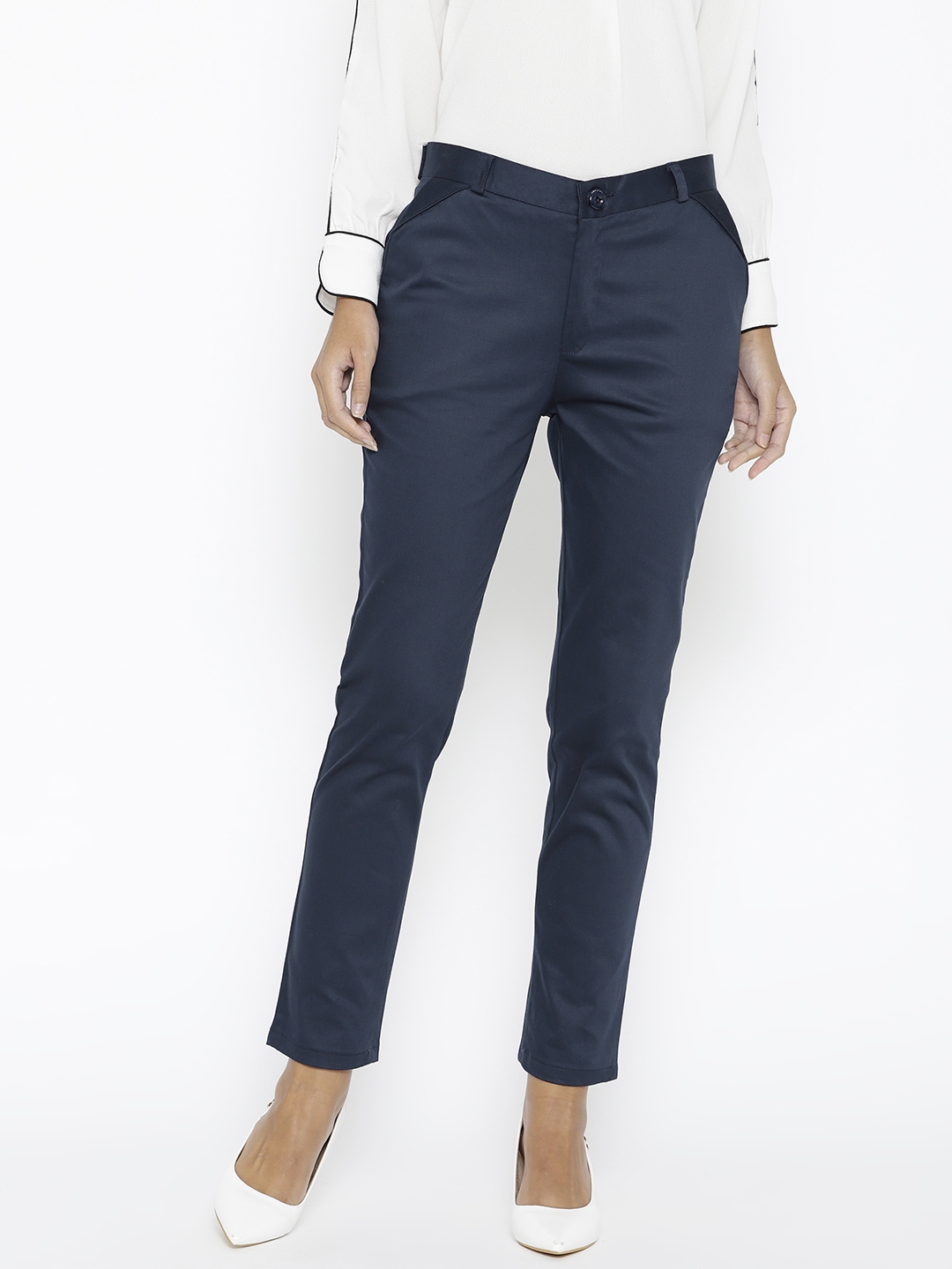 navy blue formal trousers for ladies