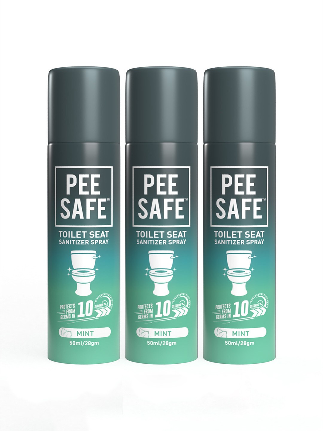 PEESAFE Set of 3 Toilet Seat Sanitizer Spray - Freshmint 50 ml