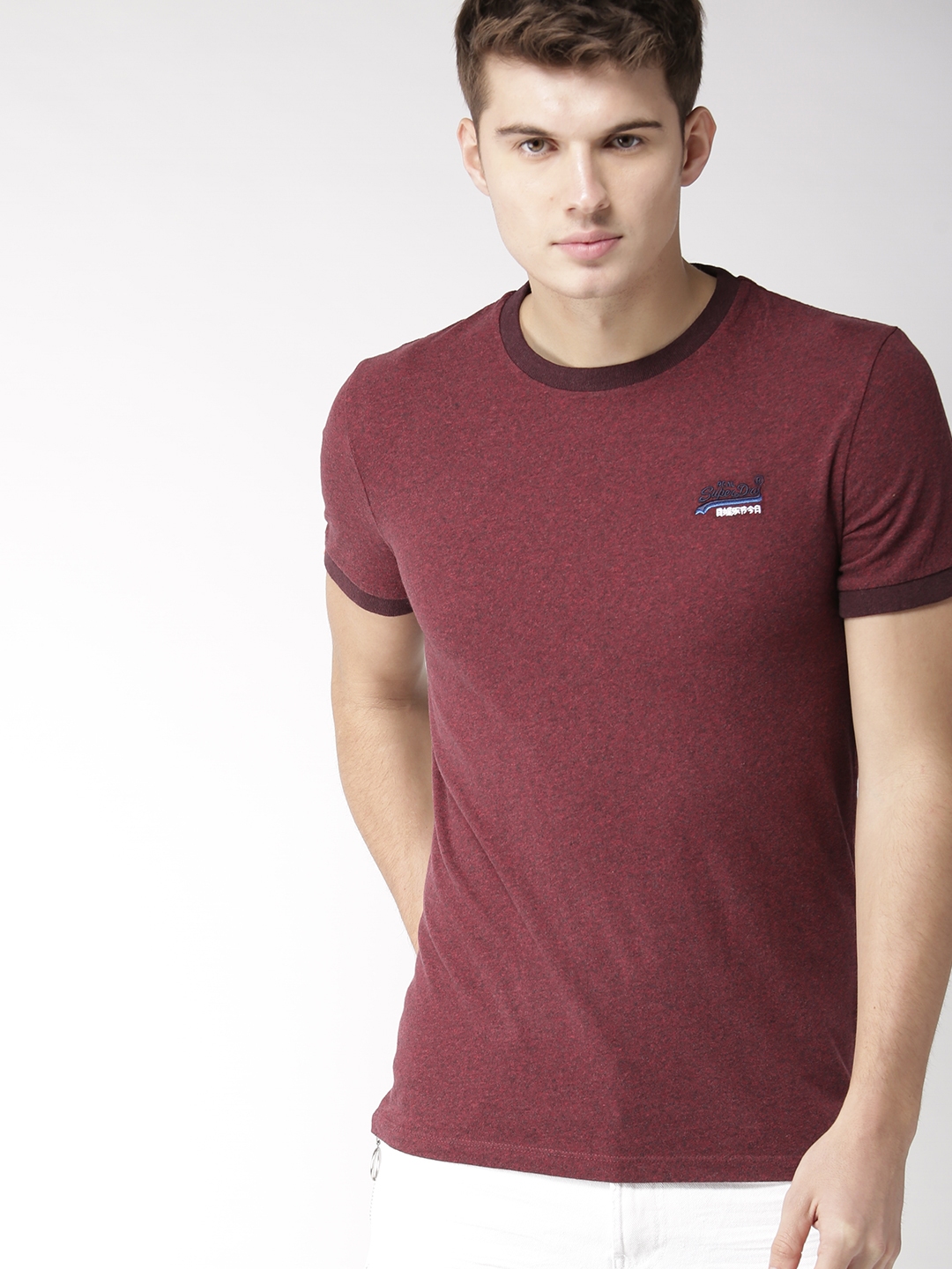 superdry burgundy t shirt