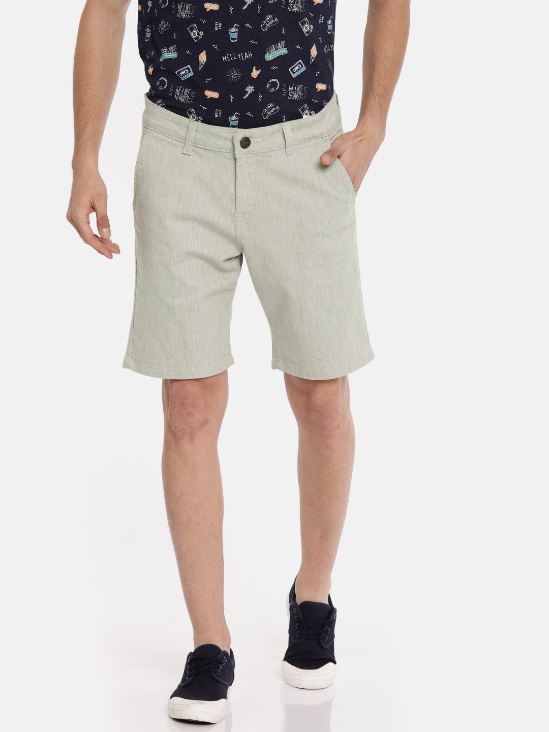 mens beige denim shorts