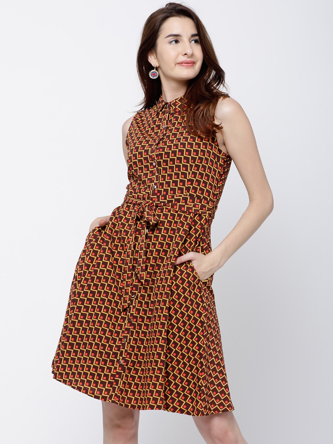 Tokyo talkies women navy blue printed shirt on sale dress